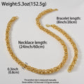 Double-Layer Cross Weave Byzantine King Chain Heavy-Duty Cutout Link Band Thick Necklace Western Hip-Hop Moto Necklace Bracelet Set