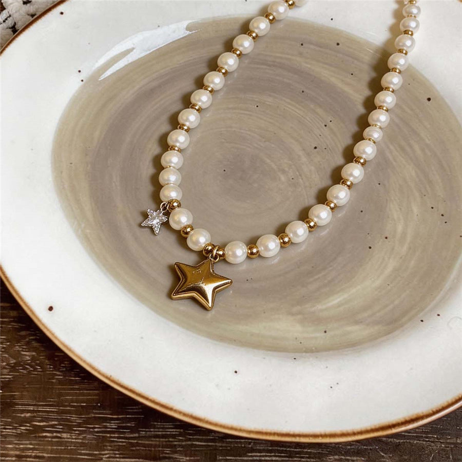 French Star Pendant Pearl Necklace - view 6