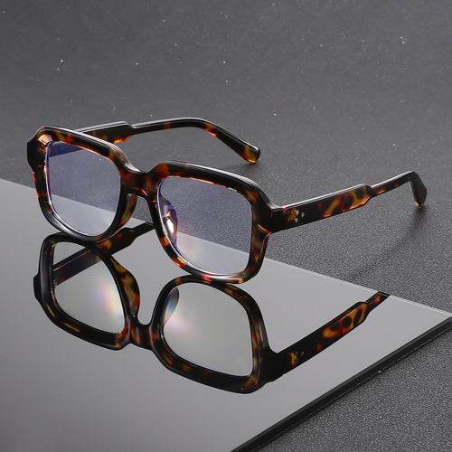 Tortoise Shell Anti-Blue Plano Glasses Frame New Western Stud Square Wear Jewelry Glasses Women Bare Face Versatile Frame