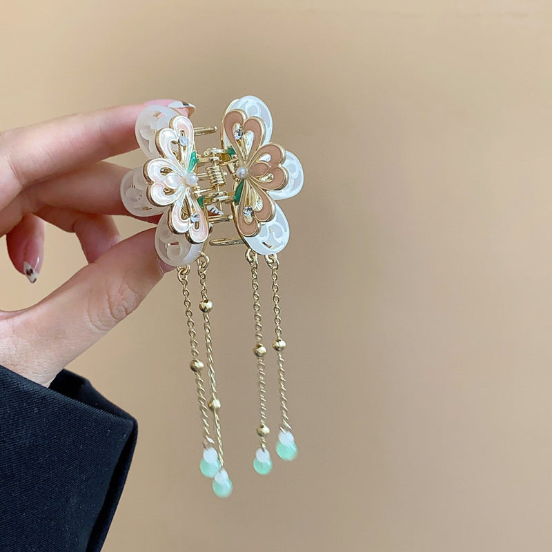 Chinese-Style Enamel Butterfly Tassel Hair Clip - view 7