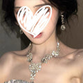 公主生日水滴项链耳环套装轻奢千金晚礼服女新娘高级夸张小众配饰