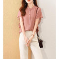 Summer Slimming Versatile Chiffon Flutter Sleeve Lightweight Loose Shirt