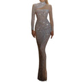 2025 New Sequin Off-Shoulder Hollow-Out Dress, Round Neck Fitted S-Silhouette
