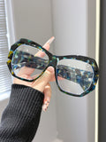 Asymmetric Big Frame Plano Face-Slimming New Overseas Influencer Bare Face Street Snap Wear Jewelry Blue-Light Glasses Frame