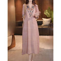 Plus Size Heavy Embroidery Loose Slimming Long Dress