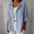 Summer Retro Fashion Linen Cotton Short Sleeve Loose Cardigan + Shirt