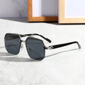 Overseas Sunglasses New Boys Driving Big Face Slender Driving UV-Proof Premium Half-Rim Sunglasses Square Frame