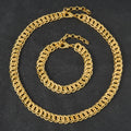 Western Export Fashionable Jewelry Press Pattern Round Band Mutual Clasp Chain Necklace Bracelet Set Hip-Hop Punk
