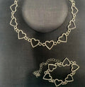 EU/US Import Accessory Versatile Geometric Bracelet Fashionable Simple Heart-Shaped Cutout Temple Chain Personality Necklace Set