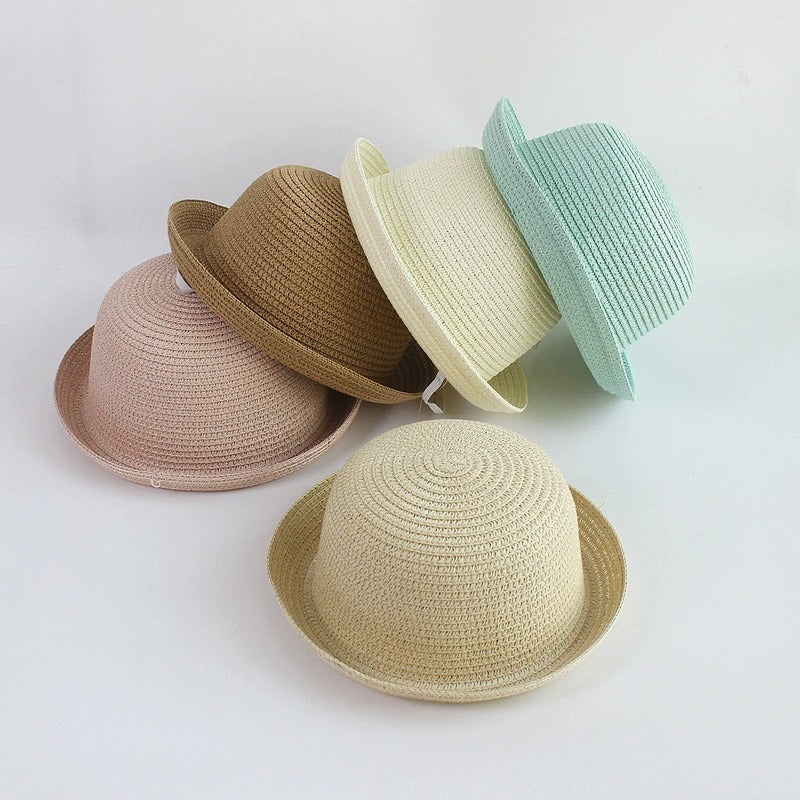 children's small curly brim straw hat korean version new cartoon animal shape hat baby men and women