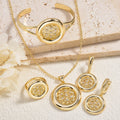 Amazon New Import 18K Cutout Rhinestone Necklace Bracelet Set Earrings Ring Retro Accessory Set Jewelry