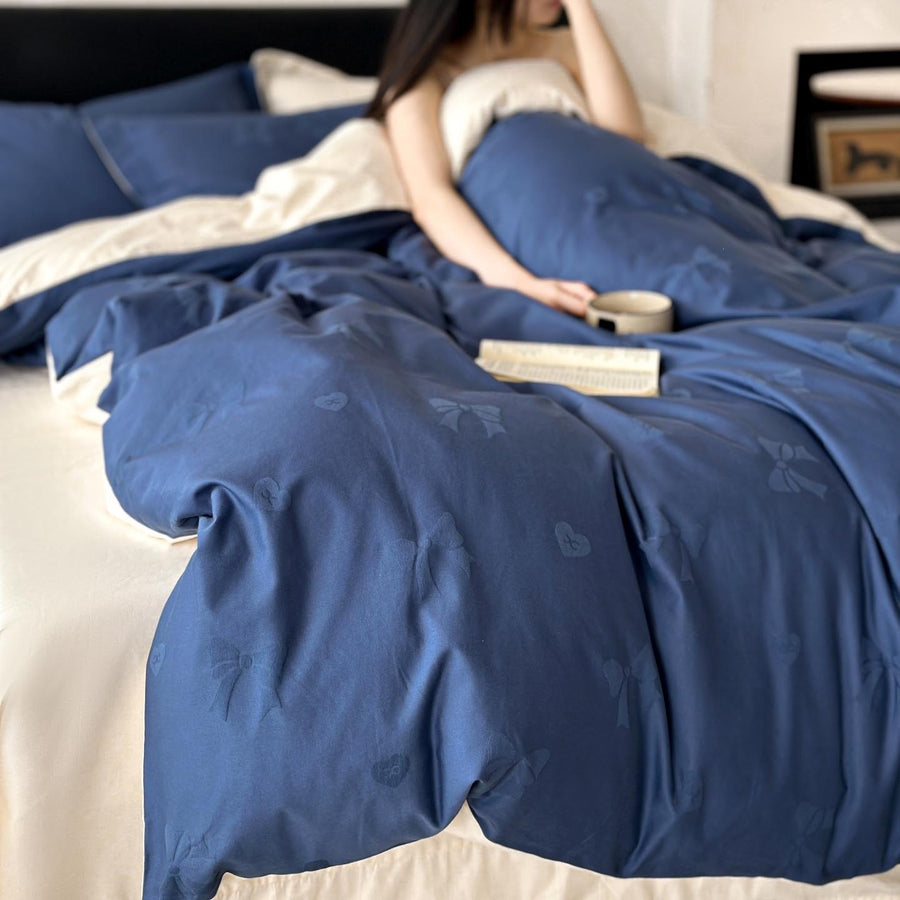 Butterfly and Floral Cotton Jacquard 4-Piece Bedding Set - view 3