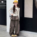 Girls' Cartoon Print Tee & Wide-Leg Pants Set