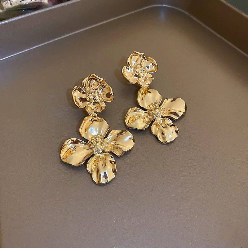 French Gold-Tone Floral Freshwater Pearl Earrings - view 7