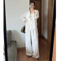 Summer Old Money Fashion Linen Sun-Protection Wide Leg Pants + Shirt Set