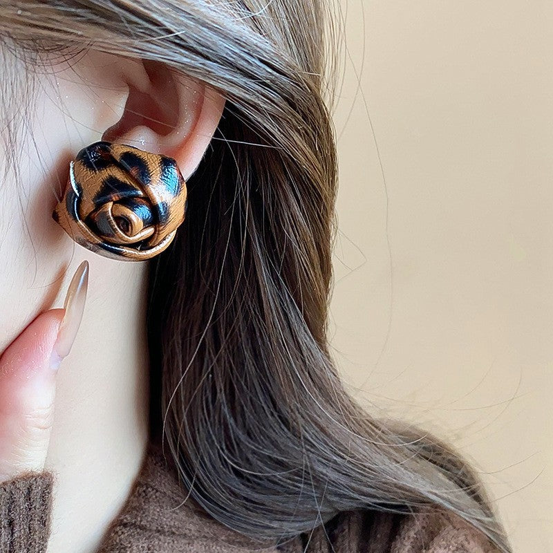 Vintage Leopard Print Stud Earrings - view 3
