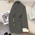 Women's Fall Korean Designer Blazer + Top 2026 | Casual Blouse - Black