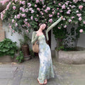 EI Yao New Chinese Retro Floral Camisole + Cardigan Two-Piece Set