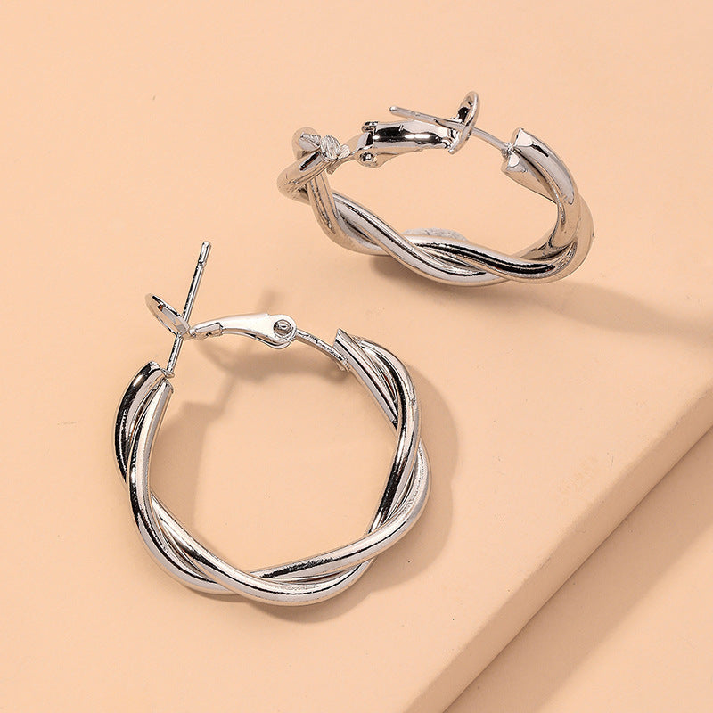 Irregular Layered C-Shaped Hoop Earrings - view 10