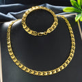 Classic of Western Hip-Hop Breeze Figaro Tank Chain Geometric Flat Chain Spliced Hard Elegant Necklace Bracelet Set