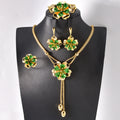 Overseas Dubai Bestseller 18K Gold Necklace Earrings Set Ring Bracelet Set India Women Banquet Flower Jewelry Set
