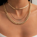 EU/US Import Accessory Simple Punk Breeze Chunky Chain Stripe Neck Choker Creative Snake Chain Set Necklace Women N6301