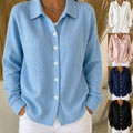 Women's Fall Casual Fashion Long Sleeve Lapel Collar Cardigan + Shirt 2026 - Blue
