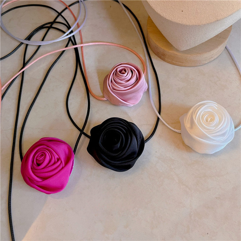 French Rose Ribbon Choker Necklace - view 2