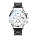 Factory Direct Vivid Blue Light Glass 3 Eye Steel Band Watch Men Quartz Watch Gift Men Overseas Watch