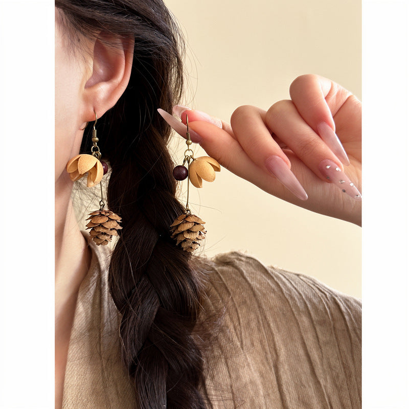 Vintage Fruit Bead Tassel Statement Earrings - view 7
