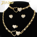 Overseas Dubai 18K Gold Plated Bride Knot Wedding Necklace Earrings Set Ring Bracelet Set Africa Women Banquet Jewelry Set