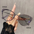 Photochromic Cat-Eye Prescription Glasses Overseas American Trendy Western Metal Big Frame Retro Premium Bare Face Prescription Sunglasses