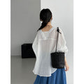 Korean Versatile Ramie V-Neck Sun-Protection Loose Shirt