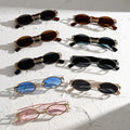 Retro Oval Round Sunglasses Small-Frame Metal Hong Kong Style Photoshoot Unisex Premium Personality Wear Jewelry Outfit Sunglasses