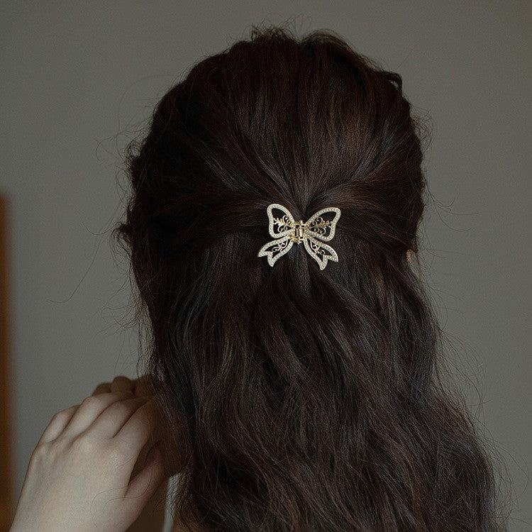 Pearl Bow and Iris Flower Hair Claw Clip - view 3