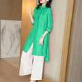 Women's Summer New Chinese Office Half Sleeve Printed Wide Leg Pants + Shirt Set 2026 - Yellow Top + Pants Set