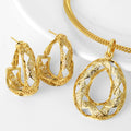 Middle East Bride Gold Plated Jewelry Set Teardrop Oval Round Cutout Necklace Drop Africa Women Accessory Wholesale Overseas