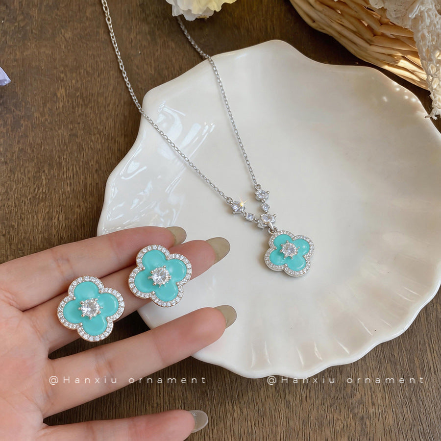 Blue Zircon Flower Stud Earrings - view 4