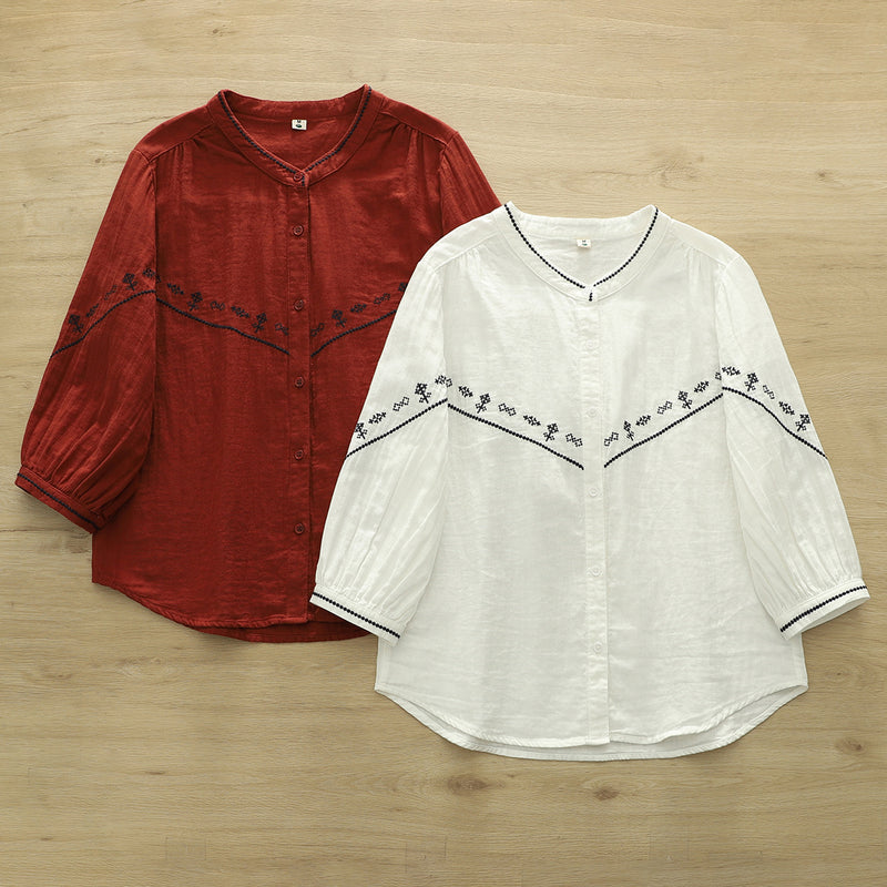 Women's Spring-Summer Slimming Mesh Embroidered 3/4 Sleeve Cardigan + Shirt 2026 - White