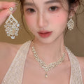 Glass Fantasy Dream Heavy-Duty Full Diamond Teardrop Jewelry Set Wedding Imperial Ball Clavicle Chain Light Luxury Niche Necklace