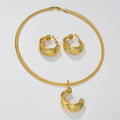 Overseas Fashionable Western Light Luxury C Type Texture Pendant Necklace Versatile Super Sparkle Earrings Commute 2-Piece Set Elegant Women