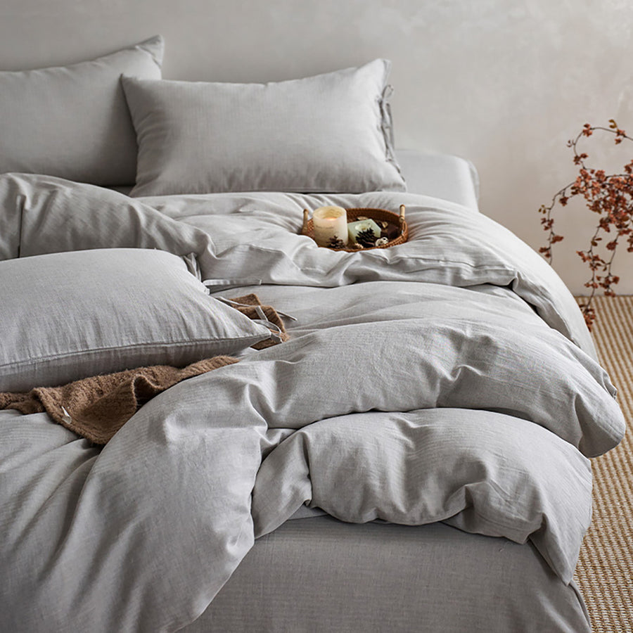 Minimalist Cotton-Linen Yarn-Dyed 4-Piece Bedding Set - view 2