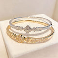 Western Trendy Clover Bangle Fashionable Burst Sparkle Cubic Zirconia Flower Hand Jewelry Starry Sky Design Premium Bracelet Women