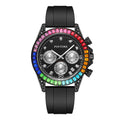 Item Time Watch Men Export Rainbow Daytona Mens Watch Silicone Band Sports Waterproof Mens Watch Large Crystal Ring Men Watch
