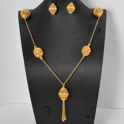 New Personality Gold Long Style Crystal Lucky Ball Necklace Pair Ball Sweater Chain Middle East Jewelry Fashionable Accessory