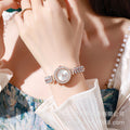 2026 New Fashionable Rhinestone Leaves Round Ladies Watch Clean Dial Adjustable Overseas Pro Supply Gift Watch