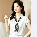 Summer Professional French Satin Short Sleeve Loose Shirt