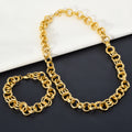 Fashionable EU/US Import Jewelry Minimal Pair Band Clasp Necklace Bracelet Set Plain Chain 2-Piece Set Simple Premium