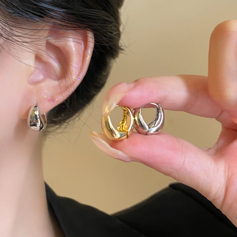 French Minimalist Glossy Teardrop Hoop Earrings - view 3