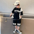 Boys' Waffle Spliced Short Sleeve Set